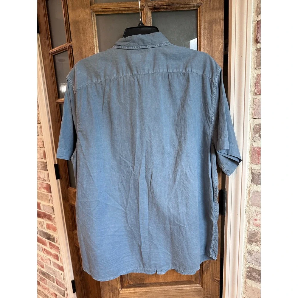 Banana Republic Button Down Shirt Mens Large Blue Short Sleeve Slim Fit Casual